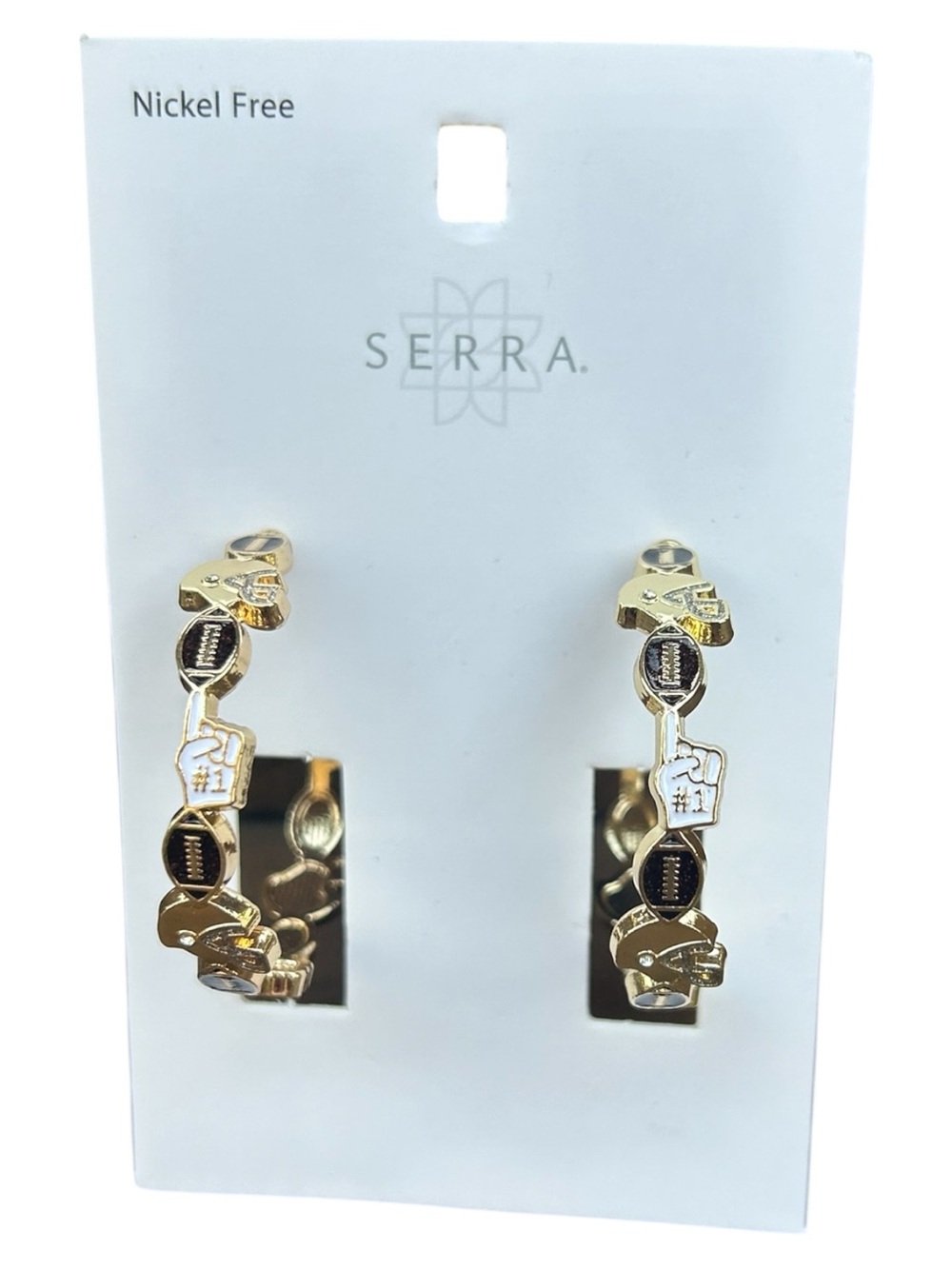 SERRA Game Day Football Hoop Earrings Sports Fan Jewelry